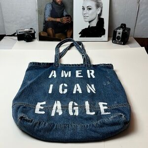 AMERICAN EAGLE denim shoulder bag / tote / shopper bag / school bag .